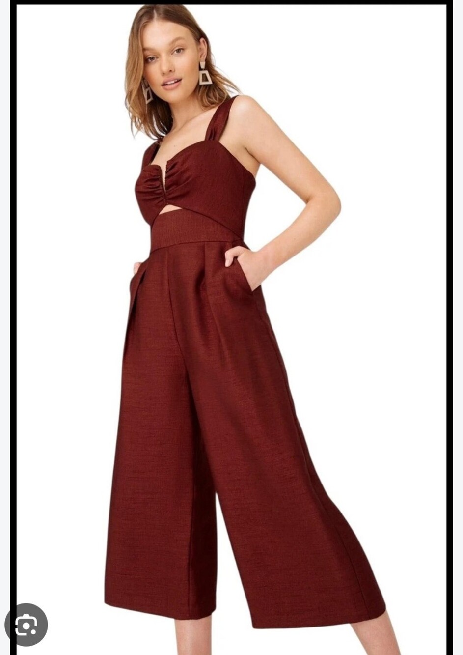 Sheike Brown Tan Wide-Leg Jumpsuit with Sweetheart Bodice Size US 6